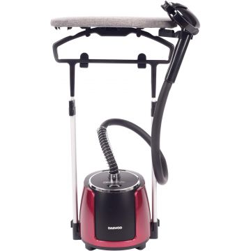 Aparat de calcat vertical cu abur Daewoo DGS2000, 2000 W, 2.1 L, Debit abur 40 g/minut, Display LCD, Rosu/ Negru Aparat de calcat vertical cu abur Daewoo DGS2000, 2000 W, 2.1 L, Debit abur 40 g/minut, Display LCD, Rosu/ Negru