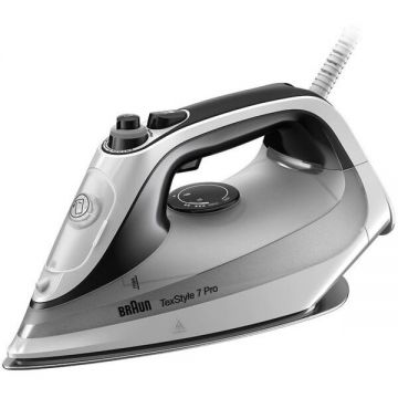 BRAUN Fier de calcat cu abur BRAUN TexStyle 7 SI7149WB, 2900W, 300ml, talpa FreeGlide 3D ElxoalPlus, anti-picurare, mod icare, auto-curatare, aut-off, Alb/Negru