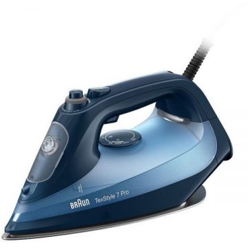 BRAUN Fier de calcat cu abur Braun TexStyle 7 SI7160BL, 3000W, 300ml, talpa FreeGlide 3D ElxoalPlus, anti-picurare, mod icare, auto-curatare, aut-off, Albastru