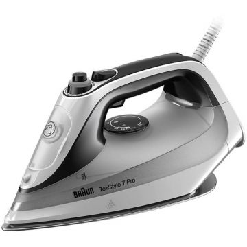 Fier de calcat Braun TexStyle 7 SI 7149, 2900 W, Abur 50 g/min, Alb/Negru