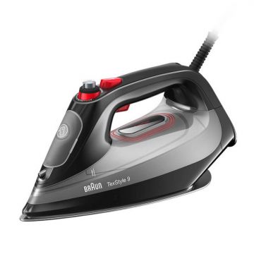 Fier de calcat Braun TexStyle 9 Steam Iron SI 9281, 3100 W, 230g/min, FreeGlide 3D EloxalPlus , Functie calcare verticala, Auto OFF, Autosteam, Negru