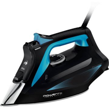 Fier de calcat Rowenta Focus DW5310D1, 2700 W, Abur 45/min, Talpa Microsteam 400, Mod Eco, Sistem antipicurare, Functie anticalcar, Negru/Albastru