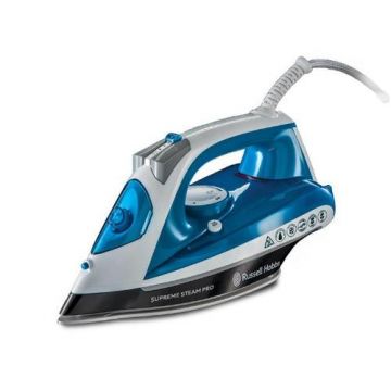 Fier de calcat Russell Hobbs 23971-56, Talpa ceramica, 2600 W, 0.31 L, 145 g/min (Alb/Albastru)