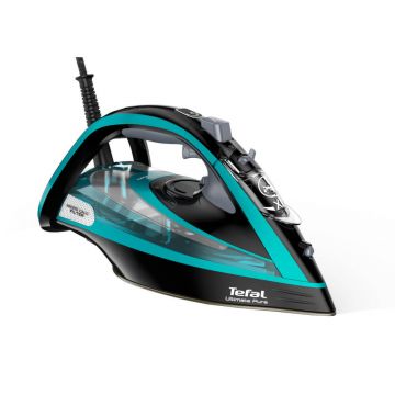 Fier de calcat Tefal Ultimate Pure FV9844E0, 3200 W, 250g/min, 350 ml, Talpa Durilium AirGlide Autoclean, Negru/Albastru Fier de calcat Tefal Ultimate Pure FV9844E0, 3200 W, 250g/min, 350 ml, Talpa Durilium AirGlide Autoclean, Negru/Albastru