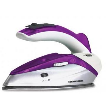 Fier de calcat voiaj Heinner HTI-1000PP, Talpa Inox, 0.04l, 1000W (Alb-Mov)