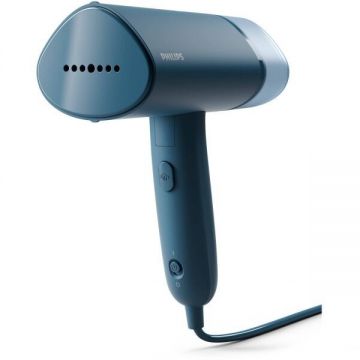 Philips Aparat de călcat vertical cu aburi Philips 3000 STH3000/20, 1000W, Până la 20g/min, Gata în cca. 30s, Indicator luminos, Rezervor de apă detașabil de 100ml, Cablu 2m, Comutator, Compact și pliabil
