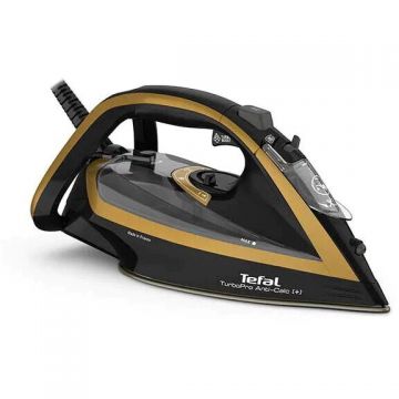 Tefal Fier de calcat TEFAL Turbo Anti-Calc FV5696E1, 3000W, 270g/min, 270ml, talpa Durilium AirGlide, Negru-Auriu