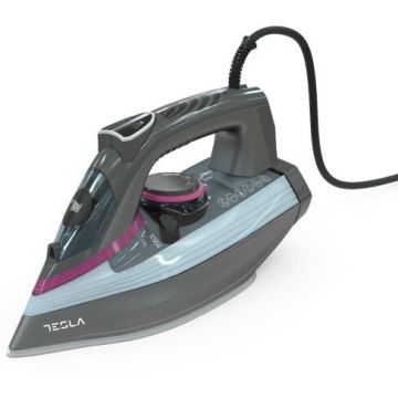TESLA Fier de calcat Tesla IR400GP, 3100 W, talpa ceramica, rezervor 380 ml, 25g/min, Functie Anti-Calcar, Functie Anti-Picurare, cablu 1.9 m, Gri