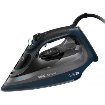 BRAUN Fier de calcat Braun TexStyle 9 SI9682DB, 0127409002, 3200 W, abur variabil 60g/min, jet de abur 260g/min, rezervor 330 ml, tehnologie FreeGlide 3D, sistem inteligent iCare, talpa EloxalPlus, Negru/Albastru