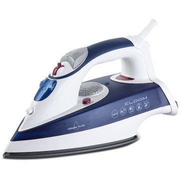 Eldom Fier de calcat, Eldom, Ceramic, 2200W, 155 cm, 25 g/min, Alb/Albastru