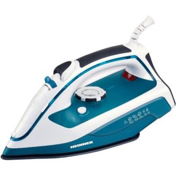 Fier de calcat Heinner HSI-2400TQ, Talpa ceramica, 2400W (Albastru-Alb)