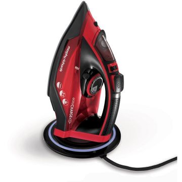 Morphy Richards Fier de calcat, Morphy Richards, EasyCharge, Cordless, 2400W, 30g/min, 1300 g debit abur continuu, capacitate rezervor 350 ml, functionare fara cablu, Rosu/Negru