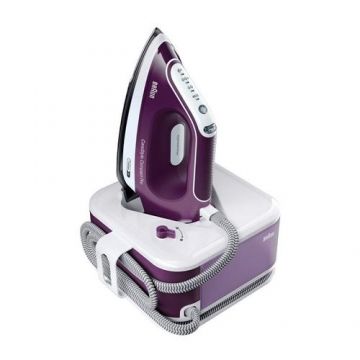 Statie de calcat Braun CareStyle Compac Pro IS 2577.VI, 2400 W, 6.5 bari, Rezervor 1.5 l, Debit de abur 125 g/min, Jet de abur 450 g/min, Talpa EloxalPlus (Violet)