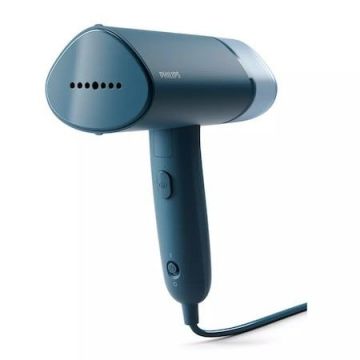 Aparat de calcat vertical cu aburi pliabil, Philips, STH3000/20, Indicator luminos, Rezervor detasabil de 100 ml, 1000 W, Albastru