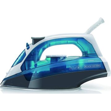 Black&nbsp;&&nbsp;Decker Fier de calcat cu abur Black+Decker BXIR2200E, Putere 2200W, Termostart reglabil, Alb-Albastru