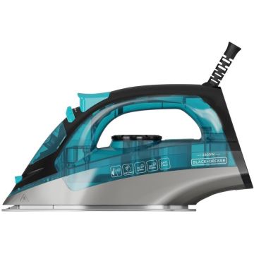 Black&nbsp;&&nbsp;Decker Fier de calcat cu abur, Black & Decker BXIR2201E, 2200 W, Steam Boost 120g/min, capacitate apa 280 ml, Albastru