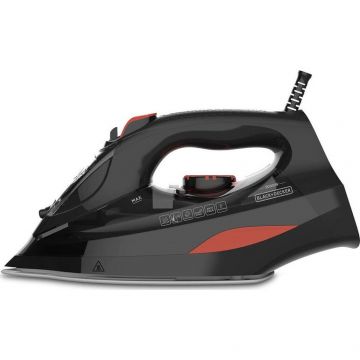 Black & Decker Fier de Călcat cu Aburi, Black+Decker, 3000W cu Talpă Ceramică și Debit Continu de Abur 45g/min, negru
