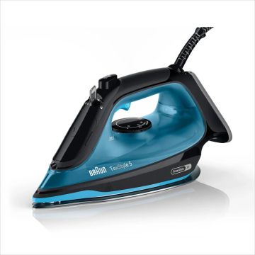 BRAUN Fier de calcat Braun TexStyle 5 SI5256BL, 2600W, jet de abur 210g/min, abur variabil 0-50 g/min, talpa SuperCeramic, rezervor 300 ml, tehnologie FreeGlide, oprire automata, sistem antipicurare, negru/albastru