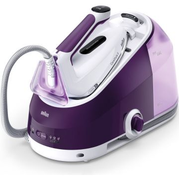 BRAUN Statie de calcat Braun CareStyle 5 IS5247VI, 2400W, 7.5 bari, abur variabil 145g/min, jet de abur 500g/min, rezervor detasabil 2L, tehnologie iCare, tehnologie FreeGlide, talpa EloxalPlus, sistem Ultimate FastClean, oprire automata, Violet