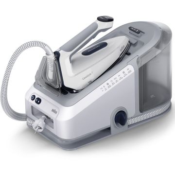 BRAUN Statie de calcat Braun CareStyle 7 IS7262GY, 2700W, 7.5 bari, abur variabil 150g/min, jet de abur 510g/min, rezervor detasabil 2L, tehnologie iCare, tehnologie FreeGlide, talpa EloxalPlus, sistem Ultimate FastClean, oprire automata, Gri