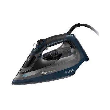 Fier de calcat Braun TexStyle 9 SI9682DB, 3200W, jet de abur 260g/min, abur variabil 0-60 g/min, talpa EloxalPlus, sistem ActiClean, rezervor 330 ml, tehnologie FreeGlide 3D, oprire automata, sistem antipicurare (Negru/Albastru)