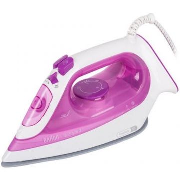 Fier de Calcat cu Aburi Braun TexStyle SI 3030, 2300 W, 270 ml, Talpa SuperCeramic FreeGlide 3D, Autocuratare, Jet de abur 140 g/min (Alb/Mov)