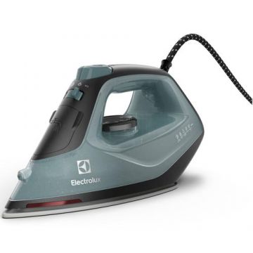 Fier de calcat Electrolux Easyline E5SI2-6OG, 2400 W, Jet abur 110 g, abur variabil 0-26 g/min, rervor apa 250ml, talpa ceramica, functie de autocuratare, led indicator caldura reziduala (Verde oceanic/Gri)