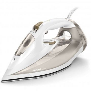 Philips Fier de calcat cu aburi Philips Azur Steam GC4552/00, 2400W, SteamGlide Plus, Jet de abur continuu de 45g/min, Alb/Argintiu