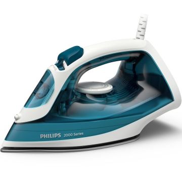 Philips Fier de calcat Philips DST2010/90, 2000W, debit de abur 25g/min si jet de abur 100g/min, talpa Non Stick, sistem anti-picurare, Calc Clean, capacitate rezervor 250m, albastru inchis