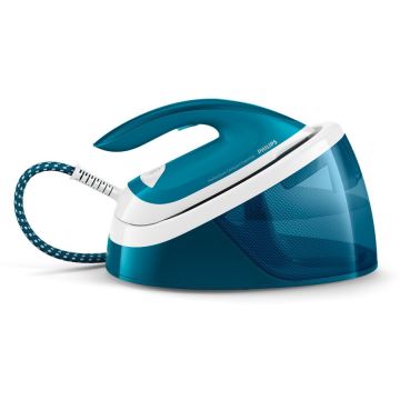 Philips Statie de calcat cu abur Philips GC6815/20, 2400W, 1,3 l, 6 bar, 360 g/min, Smart Calc Clean, OptimalTEMP, Albastru-Alb