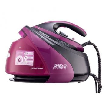 Statie de calcat MORPHY RICHARDS, SteamPro, 3000 W, Capacitate 1.6 L, 7 bari, Talpa ceramica, Tehnologie AutoClean (Violet)