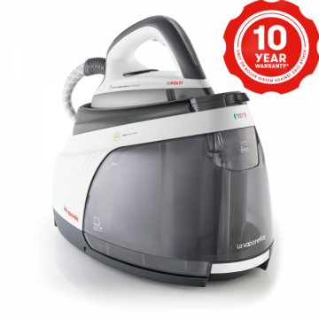 Statie de Calcat Polti La Vaporella XB50R, Talpa Aluminiu, 2350 W, 1.4 L, Boiler 6 Bar, Pompa 15 Bar, Functie Steam Pulse 350 gr, Alb Gri