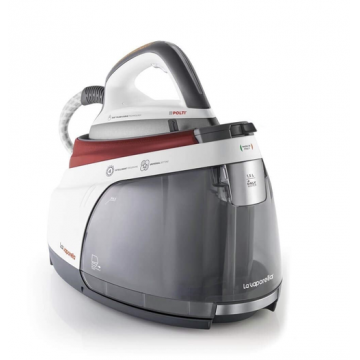 Statie de Calcat Polti La Vaporella XM80C, Talpa Aluminiu, 2350 W, 1.5 l, Boiler 7 Bar, Pompa 15 Bar, Functie Steam Pulse 450 gr (Alb/Visiniu)