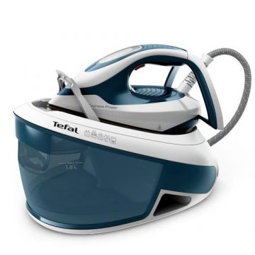 Statie de calcat Tefal SV 8111 Express Power, 2800 W, Talpa Durilium AirGlide Autoclean, Rezervor 1.8 l, 6.2 bar, Anti-calcar, ECO (Albastru/Alb)