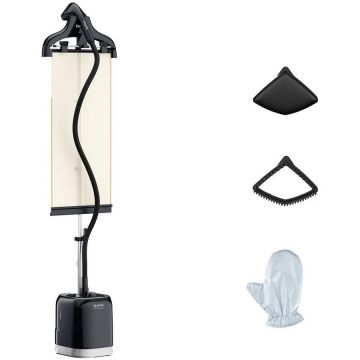 Tefal Aparat de calcat vertical cu abur Tefal IPro Style IT3480E1, 42g/min, 2000W, 1.5l, talpa otel, Negru/Argintiu