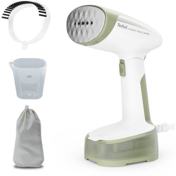 Tefal Aparat de calcat vertical Tefal DT3053 Access Steam Pocket, 1300W, abur variabil 20g/min, rezervor apa 120ml, incalzire rapida 15 sec, Alb/Verde