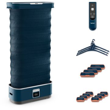 Tefal Aparat vertical automat cu aburi, de netezire a cutelor, igienizare si improspatare, Tefal Care For You YT2020E0, 1500W, 1.2L, umerase cu rotire 360°, detector rezervor gol, sistem anticalcar incorporat, ultra silentios, Albastru