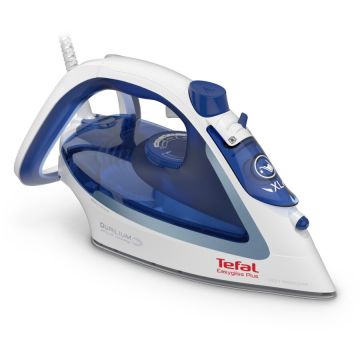 Tefal Fier de calcat abur Tefal FV5736E0, Easygliss Plus, 2500W, alimentare continua 45g/min, rezervor apa 270ml, talpa Durilium Airglide, oprire automata, Albastru