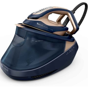Tefal Statie de calcat cu abur Tefal Pro Express Vision Max GV9910E0, 3000W, 9 bar, jet de abur 820 g/min, abur variabil 0 - 215 g/min, abur vertical, talpa Microsteam 400 HD, 5 setari, oprire automata, sistem antipicurare, albastru/bej