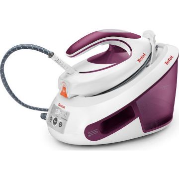 Tefal Statie de calcat Tefal Express Anti-Calc SV8054, 2800W, 6.5 bari, jet de abur 420 g/ min, abur variabil 0-120g/min, talpa Durilium AirGlide, rezervor de apa 1.8 L, oprire automata, Alb-Violet