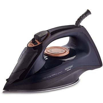 ZELMER Fier de calcat Zelmer, Putere 2400W, jet abur max 120gr, constant 30gr/min, oprire de siguranta, capacitate 240ml, calcare verticala si uscata, 2 sisteme anti-calcar, antipicurare, spray, talpa ceramica glisanta si rezistenta, negru